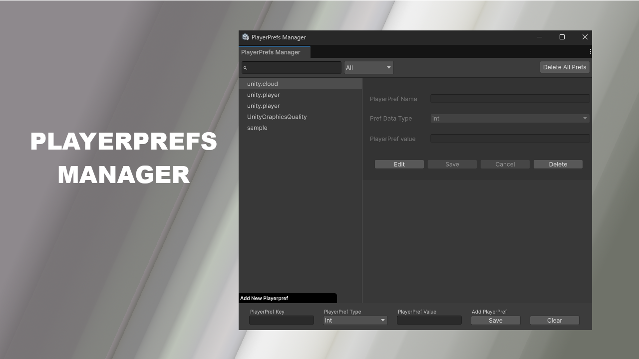 PlayerPrefs Manager Screenshot